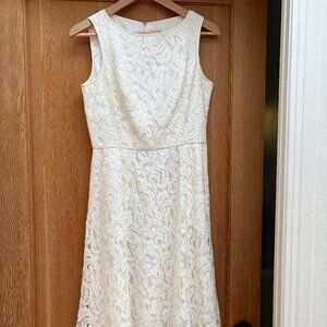 Adrianna Papell White Lace Lined Sleeveless Shift Mini Dress Women’s Size 4